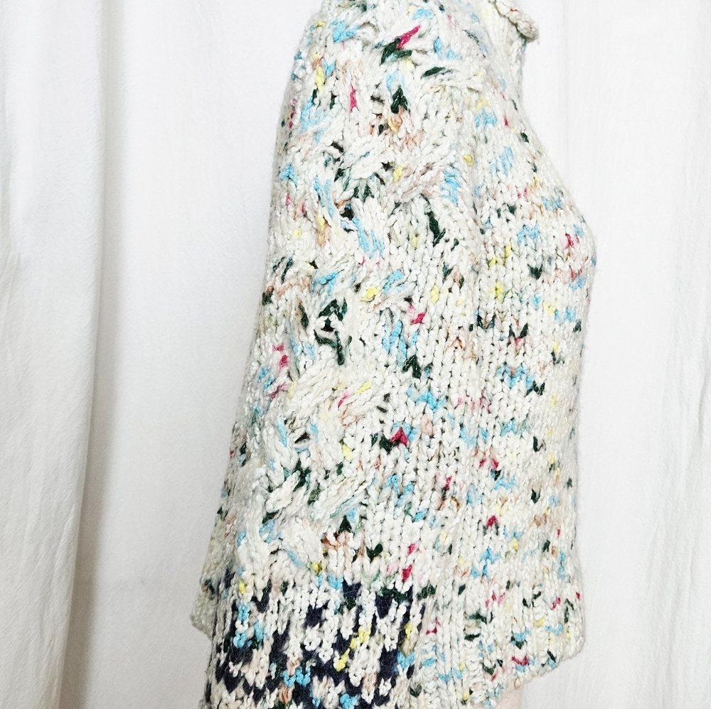 Anthropologie Gaia Sweater XXS COZY Blue Chunky Knit Confetti NWT Mock Neck - Picture 4 of 11